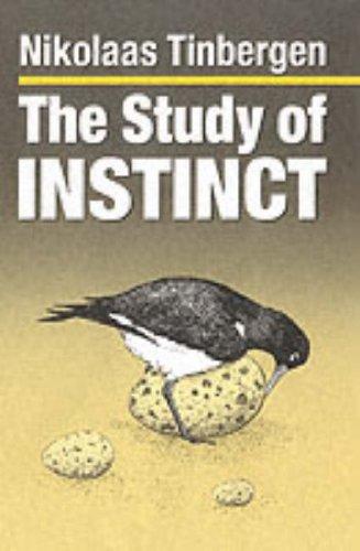 Cover of the 1951 Oxford University Press edition of The Study of Instinct by Niko Tinbergen, showing an illustration of a bird standing over its eggs in a nest